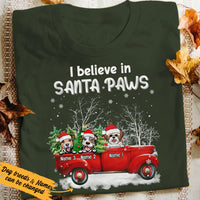 Personalized Dog Red Truck Santa Paws Christmas T Shirt NB245 87O53 thumb 1