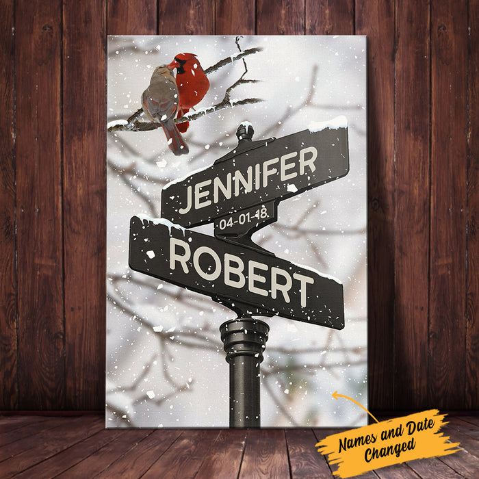 Personalized Husband Wife Wedding Cardinal Street Sign Canvas JL271 85O34 1