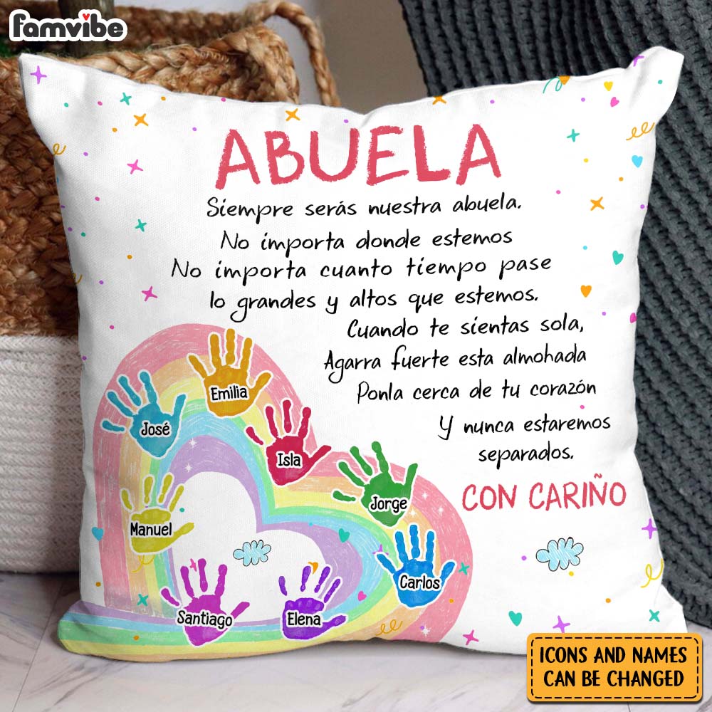 Personalized Gift For Grandma Abuela Spanish Handprints Pillow 30605 Primary Mockup