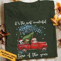 Personalized Red Truck Dog Christmas The Most Wonderful Time T Shirt NB261 87O36 thumb 1