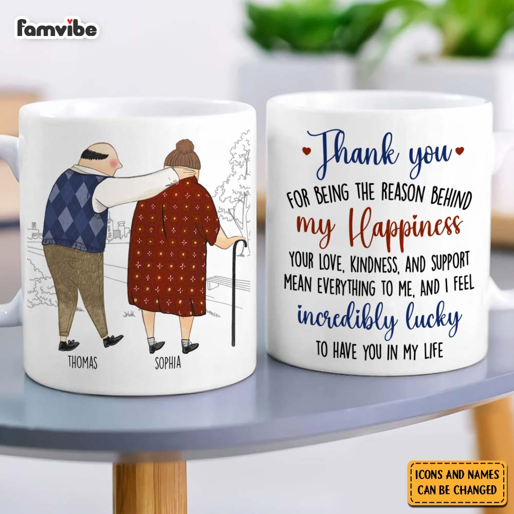 Personalized Couple Gift Thank You For Being The Reason Behind My Happiness Mug Primary Mockup