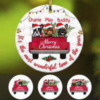 Personalized Dog  Red Truck Christmas The Most Wonderful Time  Ornament OB22 87O34 thumb 1
