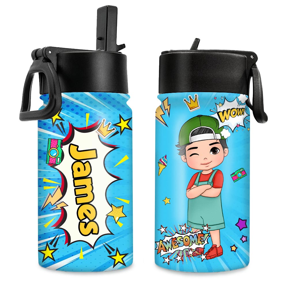 Personalized Gift For Grandson Kid Popart Kids Water Bottle 30475 Primary Mockup