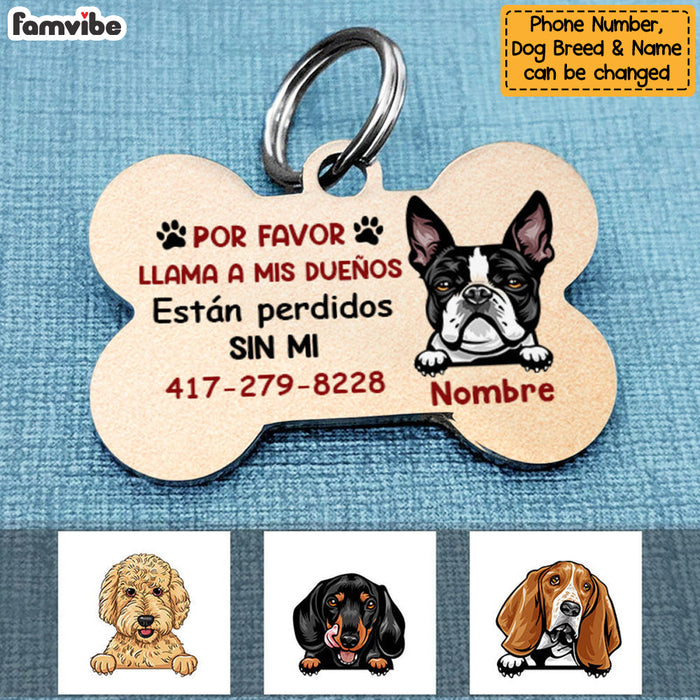 Personalized Dog Call My Humans Spanish Perro Perra Bone Pet Tag AP136 95O58 1
