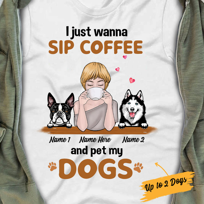 Personalized Dog Mom Sip Coffee T Shirt MR22 81O34 1