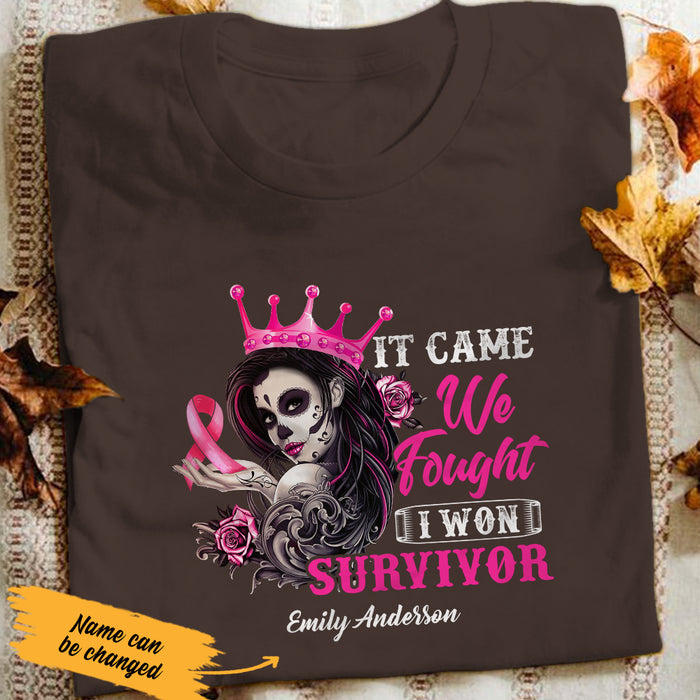 Personalized I Won Skull Girl Breast Cancer T Shirt AG261 29O47 1