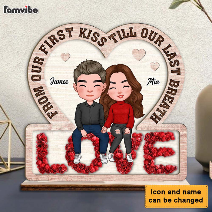 Personalized  Couple From Our First Kiss Till Our Breath Wood Plaque 22822 1