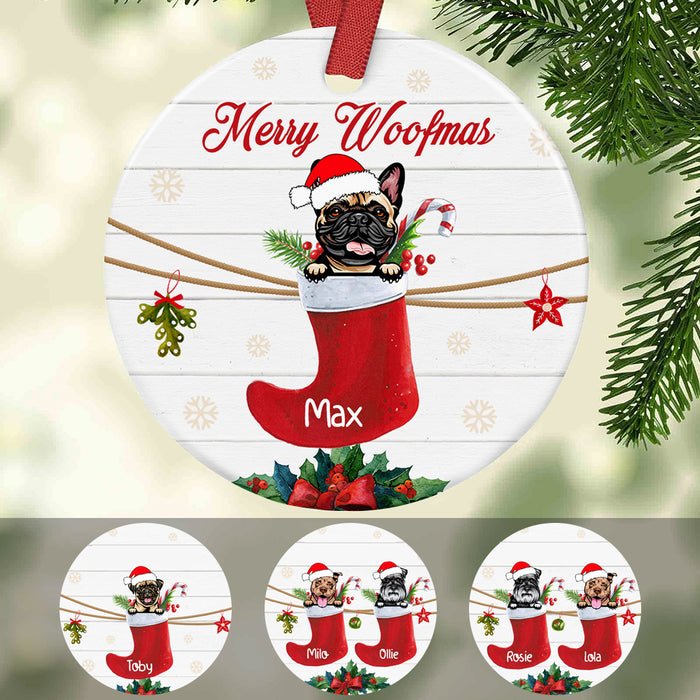 Personalized Merry Woofmas Dog Christmas  Ornament OB51 73O34 1