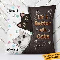 Personalized Life Is Better With My Cats Pillow MR242 73O36 (Insert Included) thumb 1