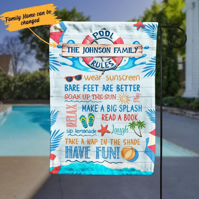 Personalized Pool Rules Family Garden Flag JN231 81O34 1