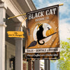 Personalized Black Cat  Broom Company Halloween Flag AG122 87O65 1