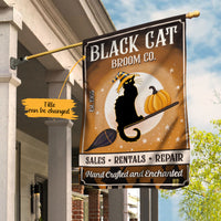 Personalized Black Cat  Broom Company Halloween Flag AG122 87O65 thumb 1