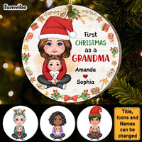 Personalized Gift First Christmas As A Grandma Circle Ornament 30401 thumb 1