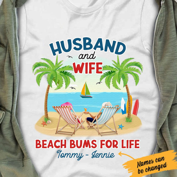 Personalized Husband & Wife Beach Bums White T Shirt JN272 95O47 1