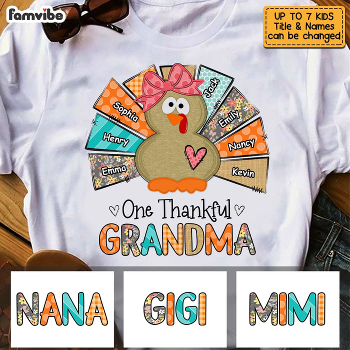 Personalized One Thankful Grandma Turkey T Shirt AG302 32O53 1