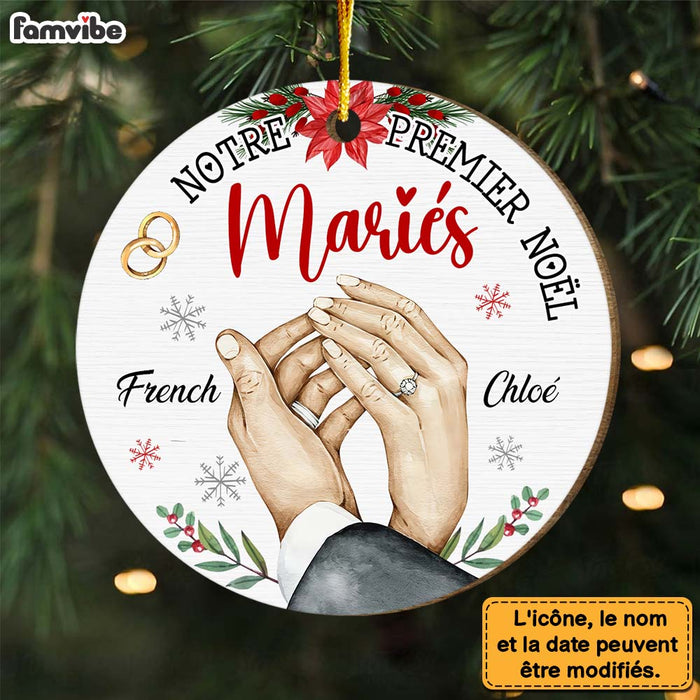 Personalized Gift For Couple First Christmas French Circle Ornament 30130 1