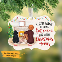 Personalized Hot Cocoa Christmas Movies Dog MDF Benelux Ornament NB102 85O53 thumb 1