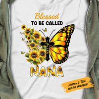 Personalized Grandma Sunflower Butterfly T Shirt MY34 95O58 thumb 1