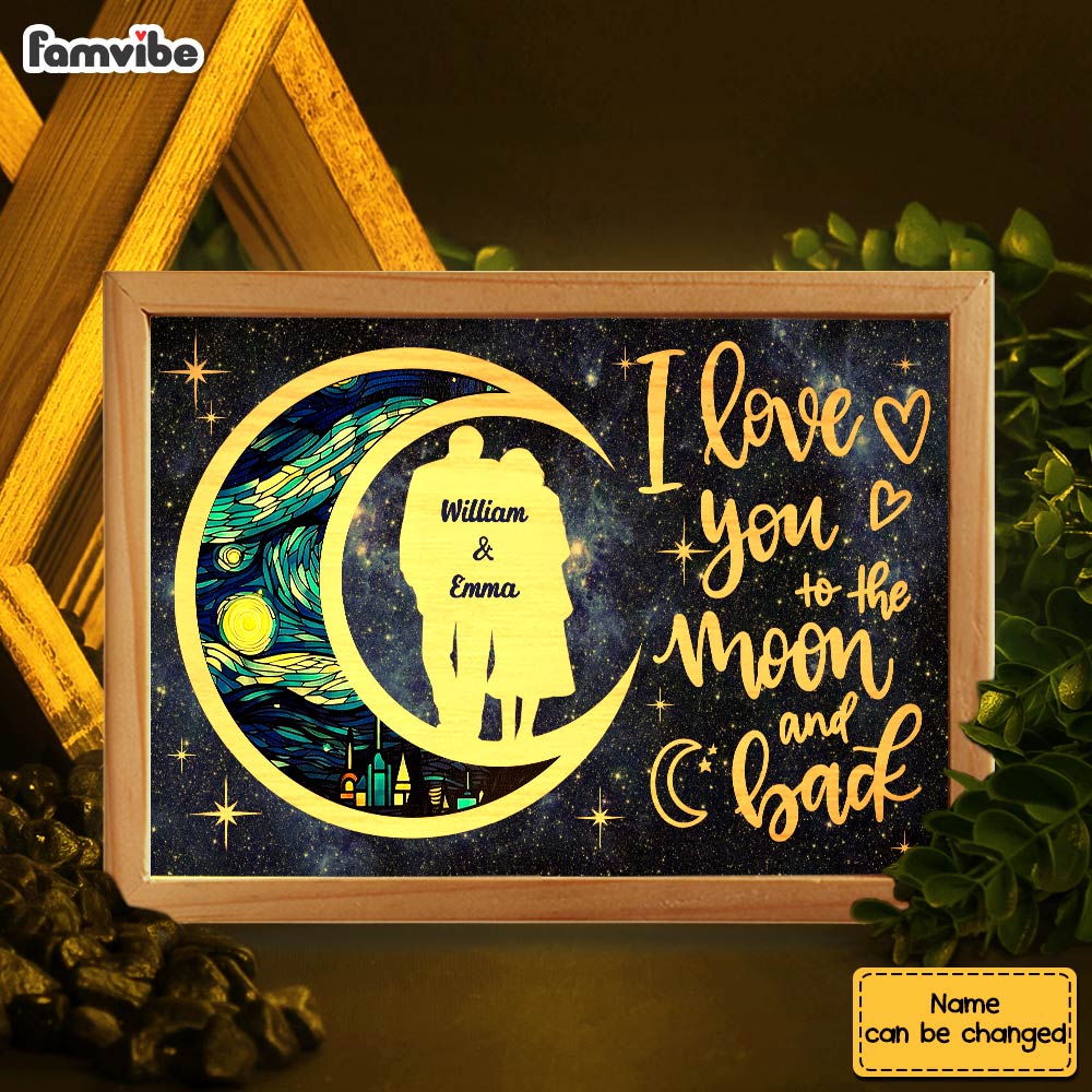 Personalized Couples Gift I Love You To The Moon And Back Picture Frame Light Box 31513 Primary Mockup