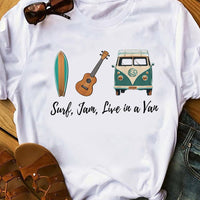 Surf Jam Van Beach White T Shirt JN171 65O65 thumb 1