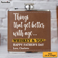 Personalized Gift For Grandpa Things Are Better With Age Leather Hip Flask 32272 thumb 1