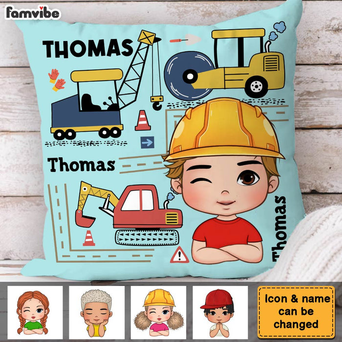 Personalized Gift For Grandson Construction Custom Name Pillow 30863 1