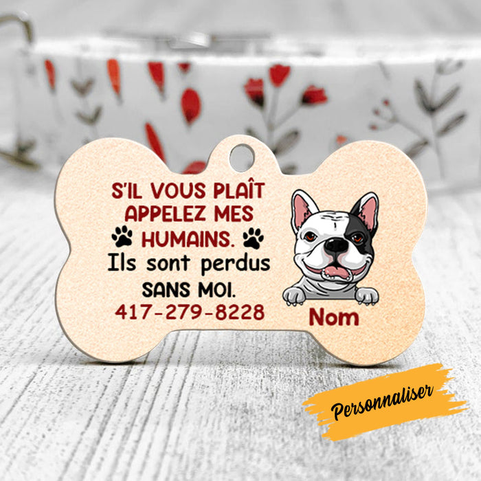 Personalized Dog Call My Humans French Chien Bone Pet Tag AP128 95O58 1
