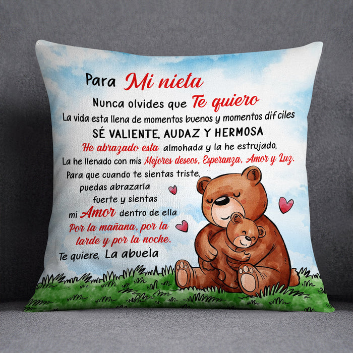 Personalized Grandma Bear Mamá Abuela Spanish Pillow AP281 30O57 (Insert Included) 1