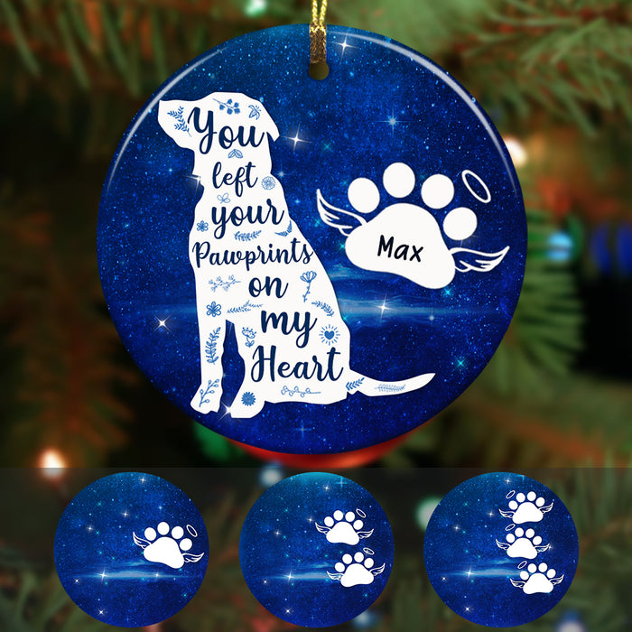 Personalized Pawprints In Heart Dog Memorial  Ornament OB203 65O57 1