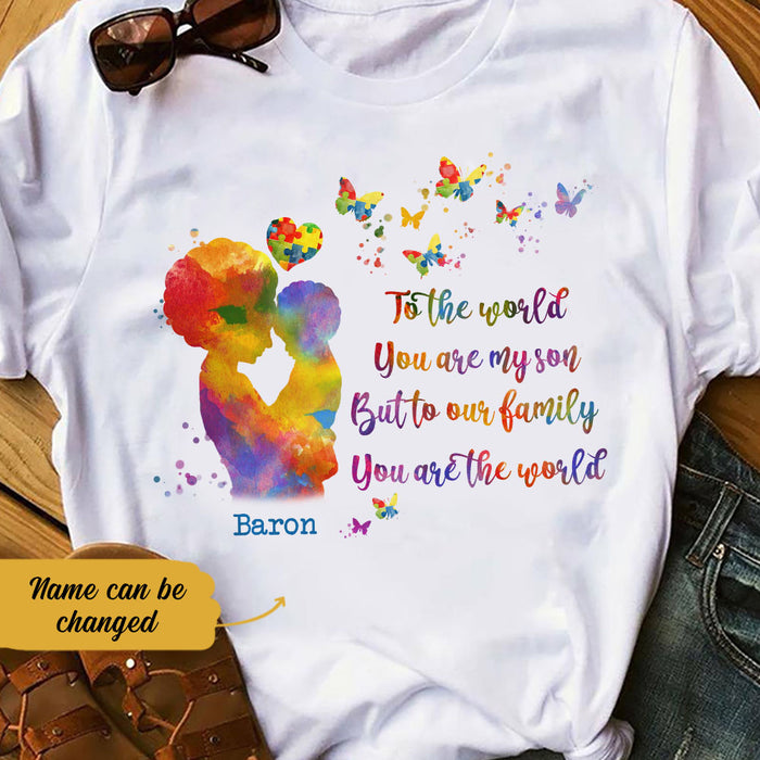 Personalized To The World Autism Mom BWA T Shirt AG41 73O58 1