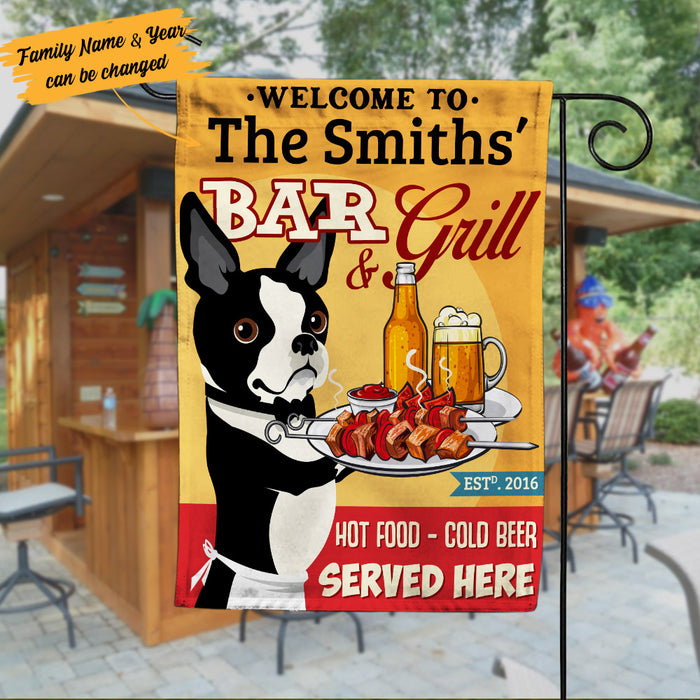 Personalized Boston Terrier Dog Bar And Grill Flag AG181 65O53 1