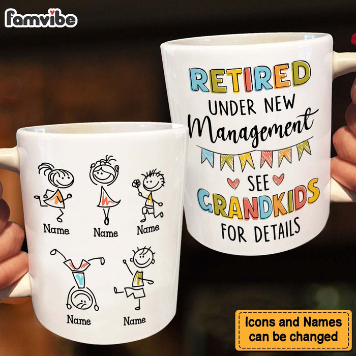 Personalized Retired Under New Management See Grandkids For Details Mug 30704 1