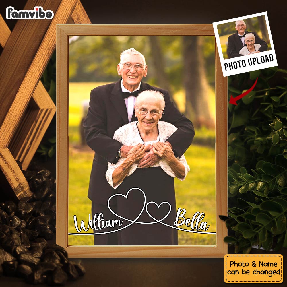 Personalized Couples Gift Swirl Heart Upload Photo Picture Frame Light Box 31551 Primary Mockup
