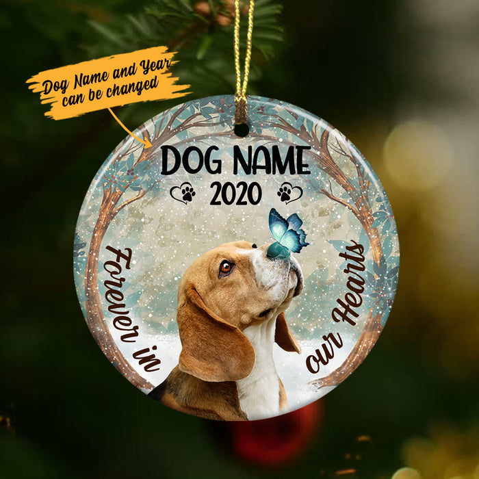 Personalized Forever In Our Hearts Beagle Dog Memorial  Ornament OB224 73O36 1