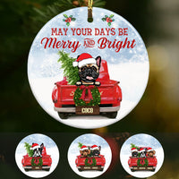 Personalized Dog  Red Truck Merry And Bright Christmas  Ornament SOB162 87O58 thumb 1