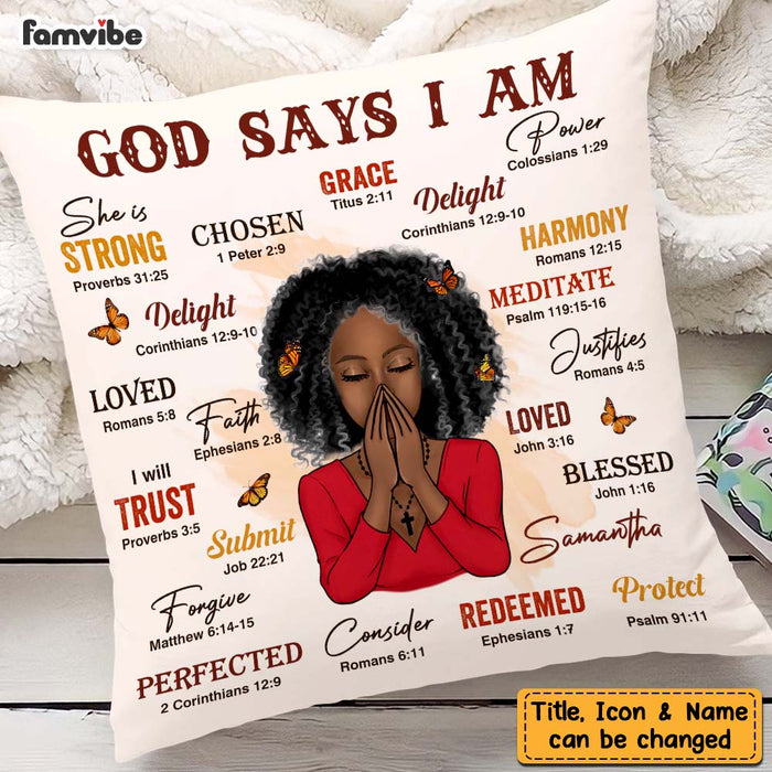 Personalized Daughter Granddaughter Christian Affirmations God Says I Am Pillow 22712 1