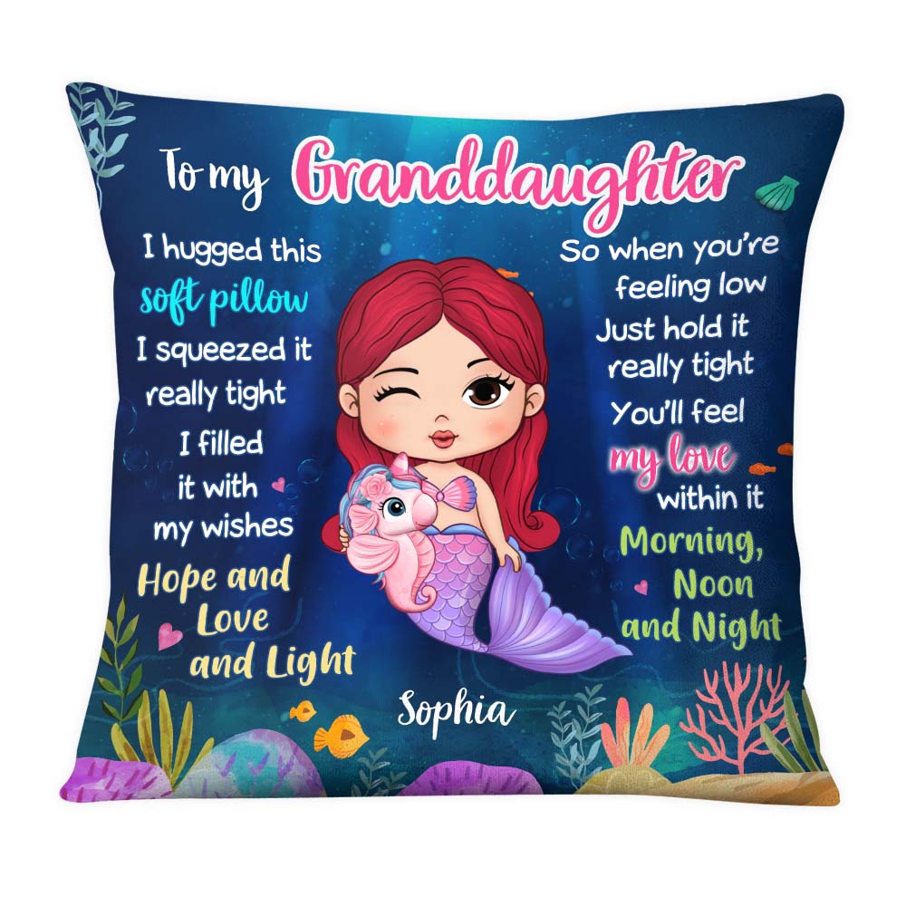 Personalized Gift For Granddaughter Mermaid Hug This Pillow 30680 Primary Mockup