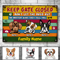Personalized Dog Welcome Keep Gate Closed Metal Sign JL95 24O53 thumb 1