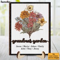 Personalized Gift For Grandma's Garden Birth Flower 2 Layered Wooden Plaque 31508 thumb 1