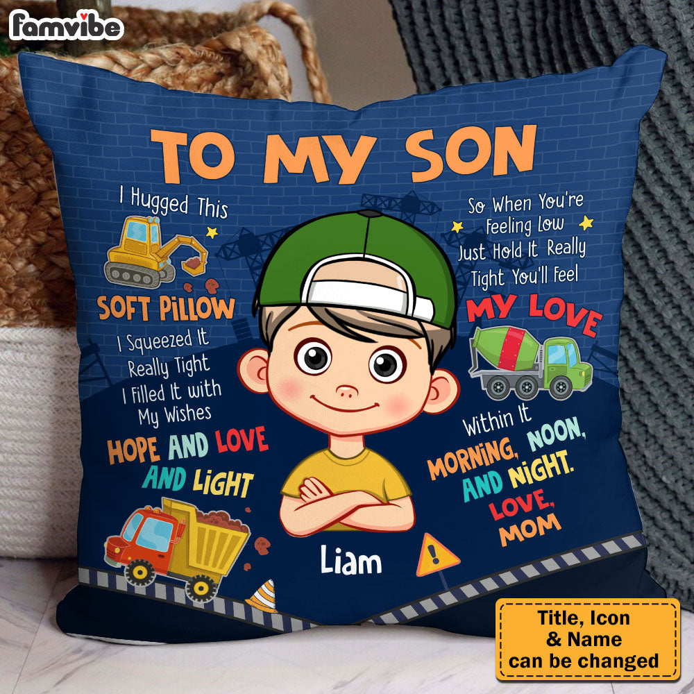 Personalized Gift For Son Construction Hug This Pillow 31981 Primary Mockup