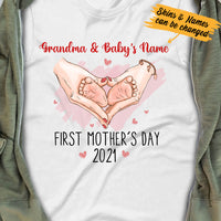 Personalized First Mother Day Mom Grandma T Shirt MR181 30O34 thumb 1