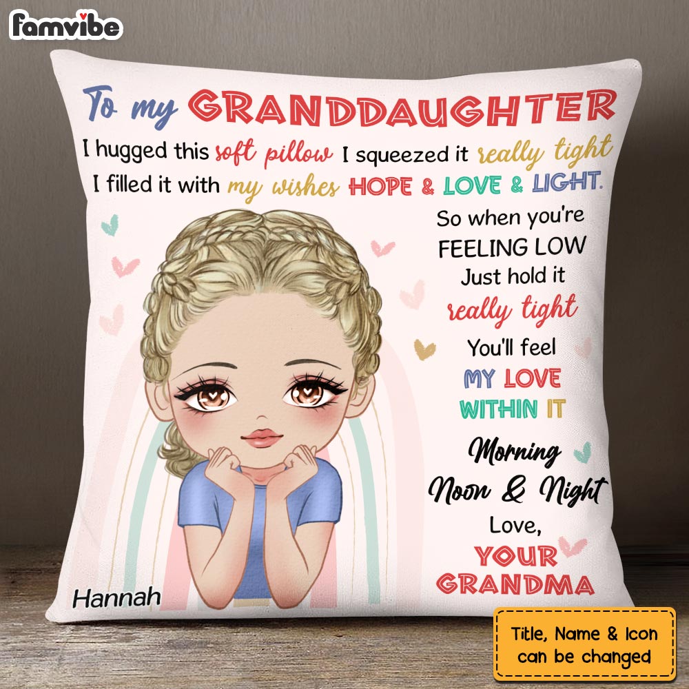 Personalized Gift For Granddaughter Hug This Pillow 24838 Primary Mockup