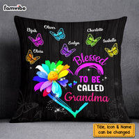 Personalized Blessed To Be Called Grandma Colorful Flower Butterfly Pillow DB101 32O58 thumb 1