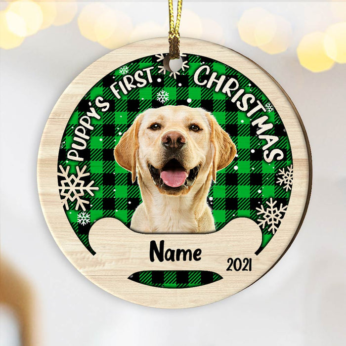 Personalized Dog Photo First Christmas Circle Ornament NB204 87O53 1