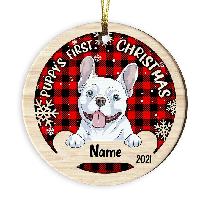 Personalized Dog First Christmas Circle Ornament NB81 87O53 1
