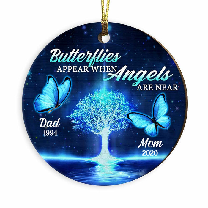 Personalized Blue Butterflies Memorial Mom Dad Ornament OB55 30O53 1