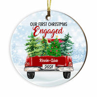 Personalized Couple First Christmas Red Truck Circle Ornament OB134 81O53 thumb 1