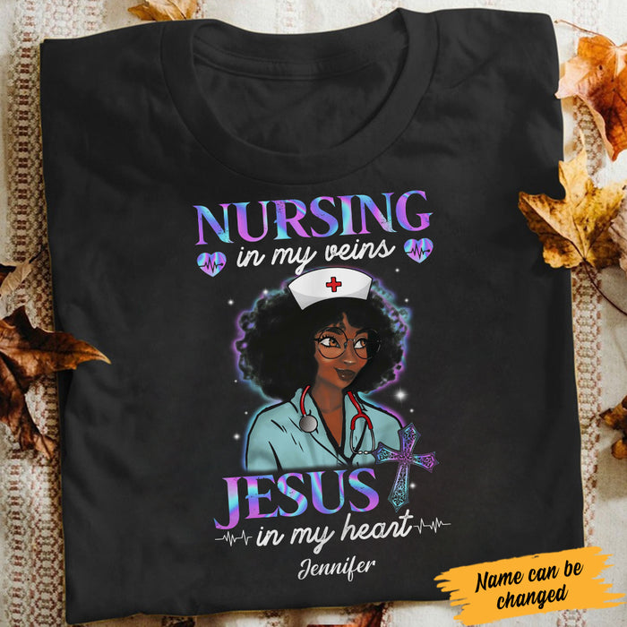 Personalized Nursing in Vein Jesus in Heart BWA T Shirt JL242 28O34 1
