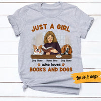 Personalized Just A Girl Who Loves Book And Dog T Shirt JR281 73O36 thumb 1