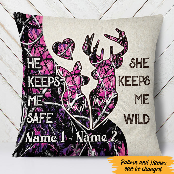 Personalized Deer Hunting Valentine Couple Pillow  JR91 81O47 (Insert Included) 1
